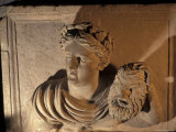 Woman Statue Holds a Mask of Pan in the Petra Archeological Museum in Petra  Jordan