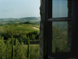 Vineyards of Chianti Viewed Through and Reflected Upon an Open Window  Tuscany  Italy