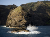 Waves Crashing on the Rocks at Hiva Oa Island  French Polynesia