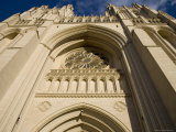 The Ornate Front Facade of the Cathedral in Evening  Washington  DC