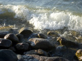 Waves Splash against Rocks at Leech Lake in Minnesota