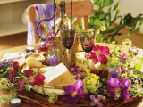 Cheese  Wine  Grapes  Clematis Flowers and Lavender