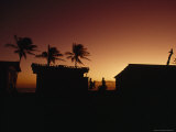 Yasawa Island Natives and Housing Silhouetted in Twilight  Yasawa Group Islands  Fiji Islands