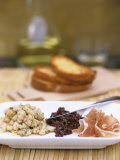 Tapas Plate: Beans with Lime  Olive Tapenade  Ham