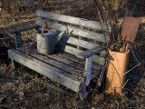 Weathered Garden Bench and Rusting Tools Await Spring  Silver Spring  Maryland