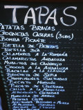 Tapas Menu on Blackboard in a Bar
