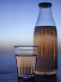 Rhubarb Juice in Glass and Bottle
