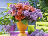 Arrangement of Roses and Lilac