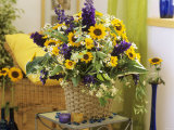 Arrangement of Delphiniums  Sunflowers and Coreopsis