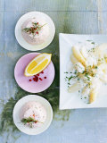 Salmon Timbale and Asparagus with Herb Sauce