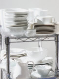 Assorted Tableware on a Rack