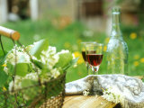 Two Glasses of Red Wine in Springtime Garden