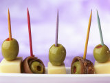 Cheese  Olives and Anchovies on Cocktail Sticks