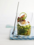 Poached Eggs with Cucumber Salsa and Bacon