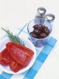 Red Pepper  Cut into Pieces  and Black Olives