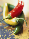 Yellow  Red and Green Chili Peppers