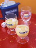 Two Glasses of Pernod with Ice and Jug of Ice Cubes