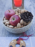 Christmas Decoration with Apples  Nuts  Candle & Gingerbread