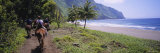 Men Riding Mules  Pacific Ocean  Kalaupapa  Molokai  Hawaii  USA