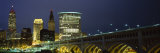 Detroit Avenue Bridge Lit Up at Night  Cleveland  Ohio  USA