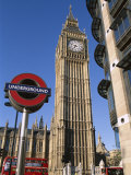 Westminster  Big Ben and Underground  Subway Sign  London  England