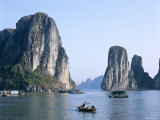 Halong Bay  Karst Limestone Rocks  House Boats  Vietnam