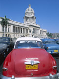 Vintage Cars and Capitol Building  Havana  Cuba
