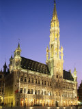 Grand Place  Town Hall  Night View  Brussels  Belgium
