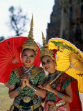 Girls Dressed in Traditional Dancing Costume  Bangkok  Thailand