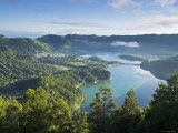 Sete Cidades Village with Lagoa Azul and Lagoa Verde  Sao Miguel Island  Azores  Portugal