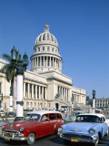 Vintage Cars and Capitol Building  Havana  Cuba