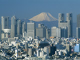 City Skyline and Mount Fuji  Tokyo  Honshu  Japan