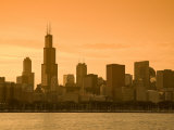 Lake Michigan and Skyline Including Sears Tower  Chicago  Illinois