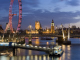 Millennium Wheel and Houses of Parliament  London  England