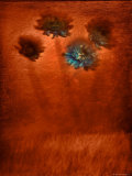 Four Blue Flowers in Copper Grass