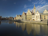 River Leie and Guildhouses on Graslei  Ghent  East Flanders  Belgium