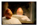 Pear against Framed Mirror