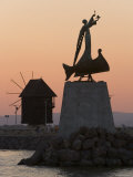 Sculpture on a Rock in the Harbour  Nesebar  Black Sea Coast  Bulgaria