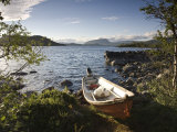 Boat on Lake Kilpisjarvi  Kilpisjarvi  Arctic Circle  Lapland  Finland