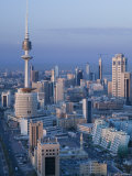 Aerial over Hilalli Street Towards Liberation Tower  Kuwait City  Kuwait