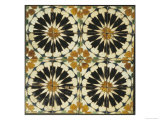 Four Roundels with Oar Shaped Segments with Star on Panel of Sixteen Tiles  14th Century