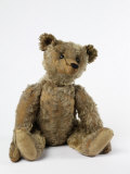 Teddy Bear in Gold Yorkshire Cloth Plush  with Black Thread Embroidered Nose  Mouth and Claws