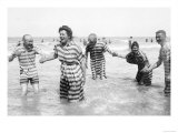Ostend Seaside  Five Striped Bathers  c1900