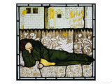 Chaucer Asleep with His Good Women on Stained Glass Window