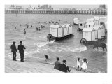 Ostend Seaside  Bathing Huts on Wheels  View from Top of Sea Wall  c1900