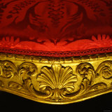 Armchair in Gilded Beech Wood and Walnut with Damask Upholstery
