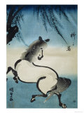 Horse Galloping under Willow Tree