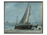 Brighton Beach with Fishing Boat and Crew  East Sussex