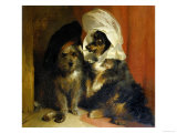 Two Small Dogs with Hats on Their Heads  c1836