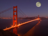 Moonrise above the Golden Gate Bridge  Marin  California
